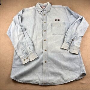 adidas Men's Sky Blue Button-Down Shirt